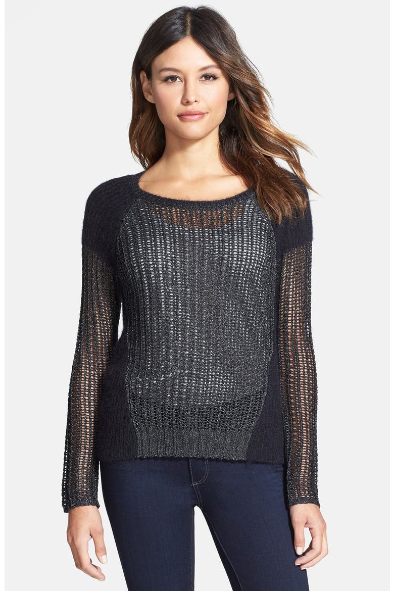 The Fisher Project 'Tarnished' Ballet Neck Layering Sweater, Main, color, CHARCOAL