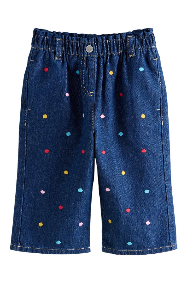 Kids' Polka Dot High Waist Wide Leg Jeans, Main, color, BLUE