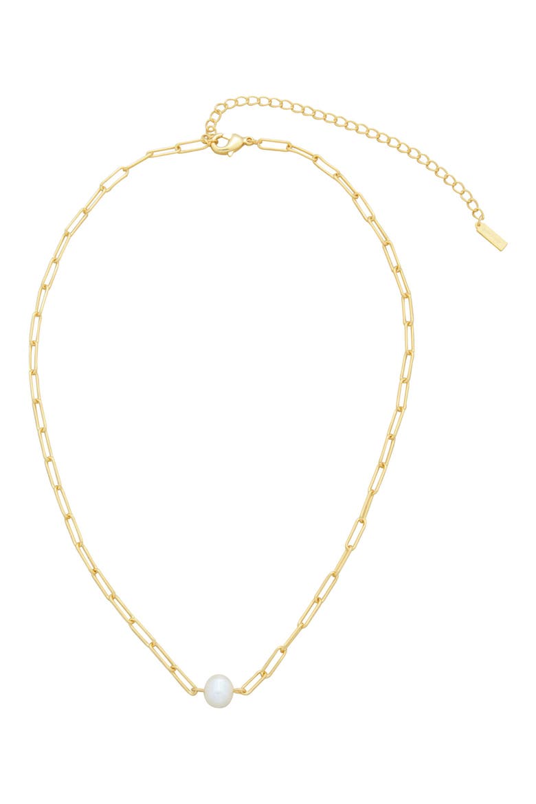 Freshwater Pearl Paper Clip Chain Necklace, Main, color, WHITE