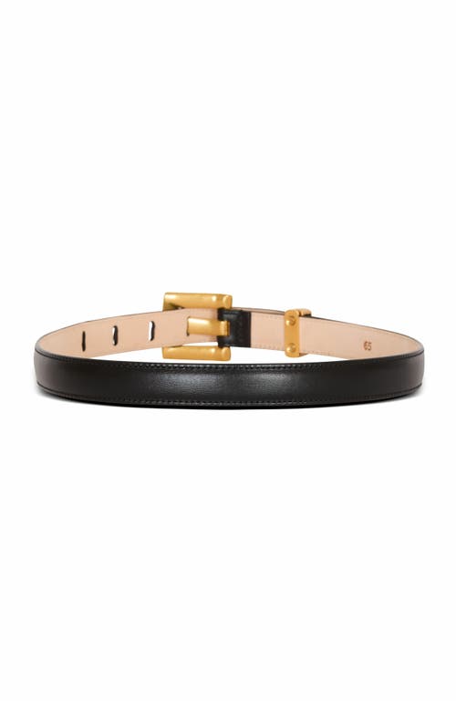 Balmain Anthem Narrow Leather Belt In Black