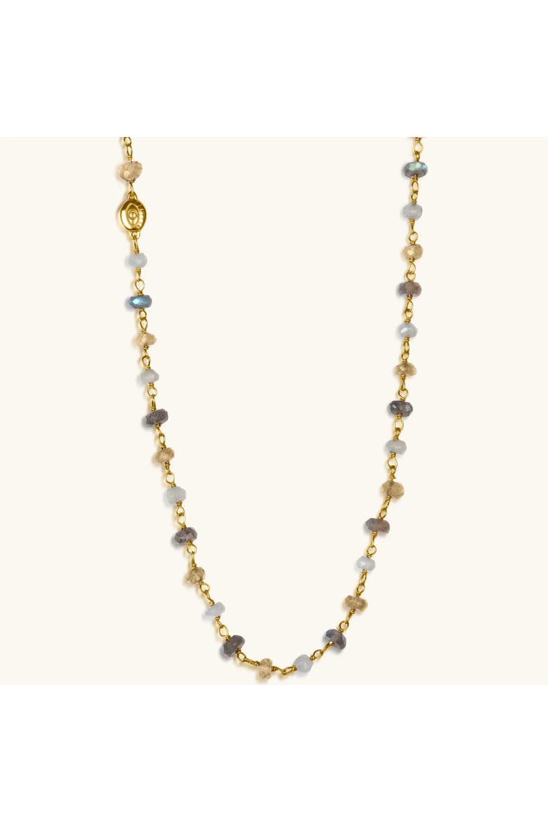 Citrine Labradorite Moonstone Gold Plated Wrap Women's Bracelet - Divine Happiness, Alternate, color, Gold/grey/white