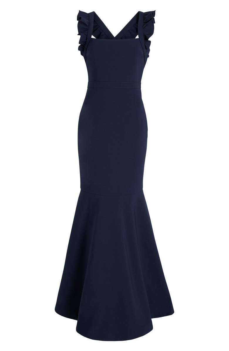 LIKELY Hara Ruffle Strap Trumpet Gown, Alternate, color, Navy