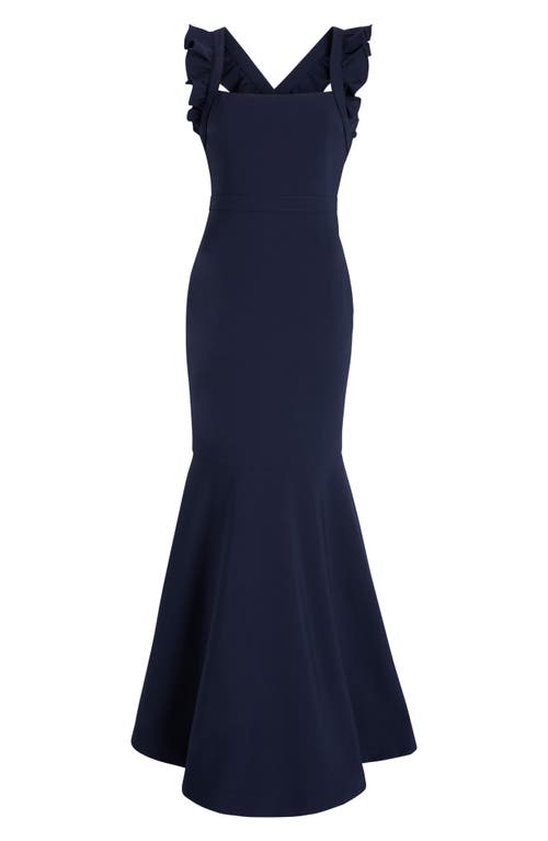 Likely Hara Ruffle Strap Trumpet Gown