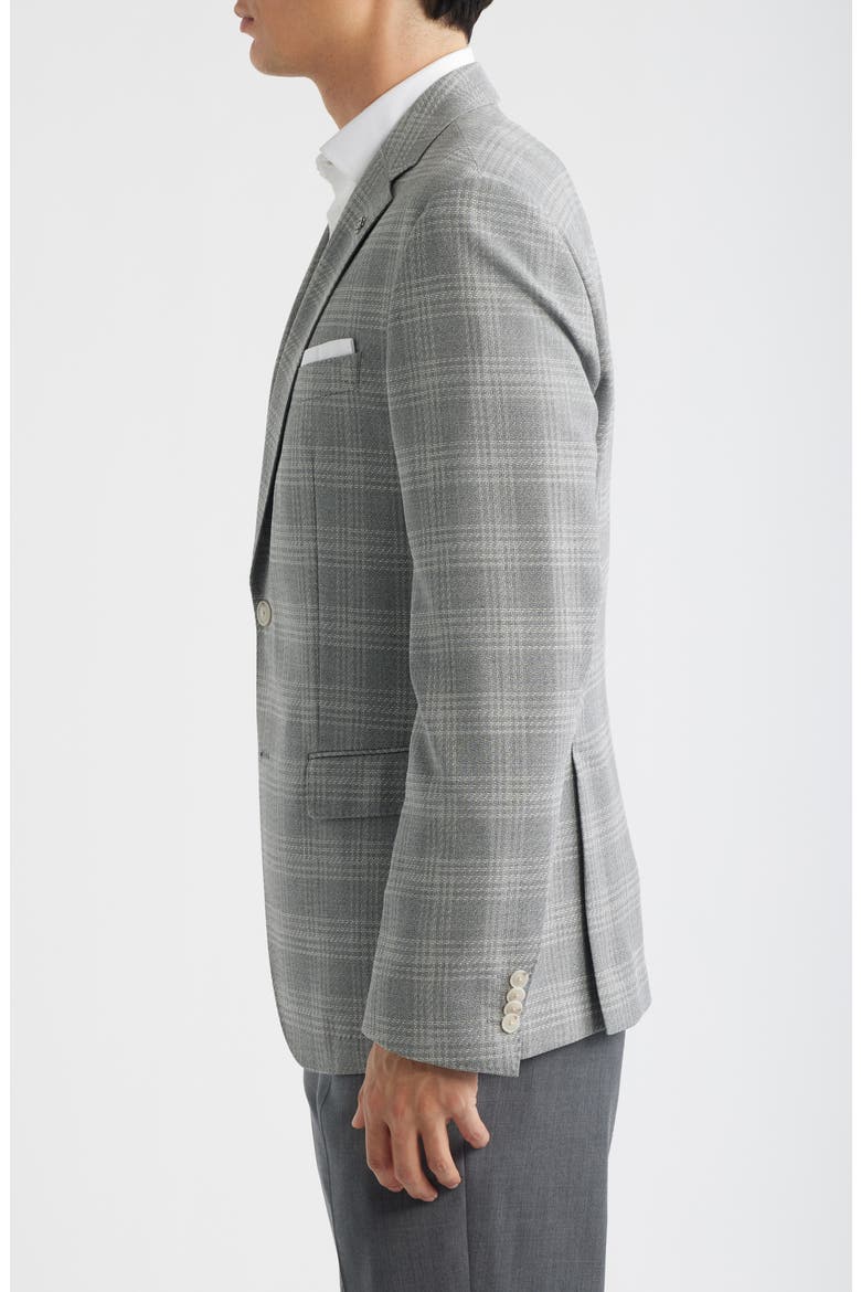 Hutson Slim Fit Grey Plaid Sport Coat, Alternate, color, OPEN GREY