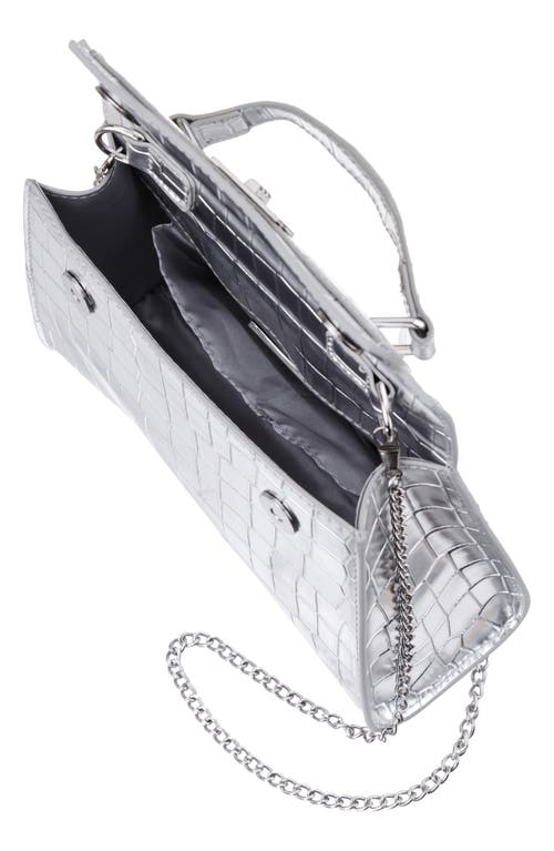 Nina Gemini Croc Embossed Clutch In Silver
