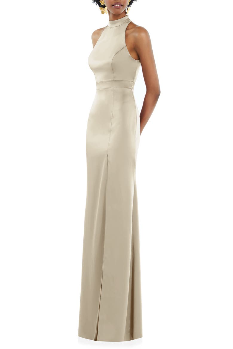 Open Back Charmeuse Gown, Alternate, color, CHAMPAGNE