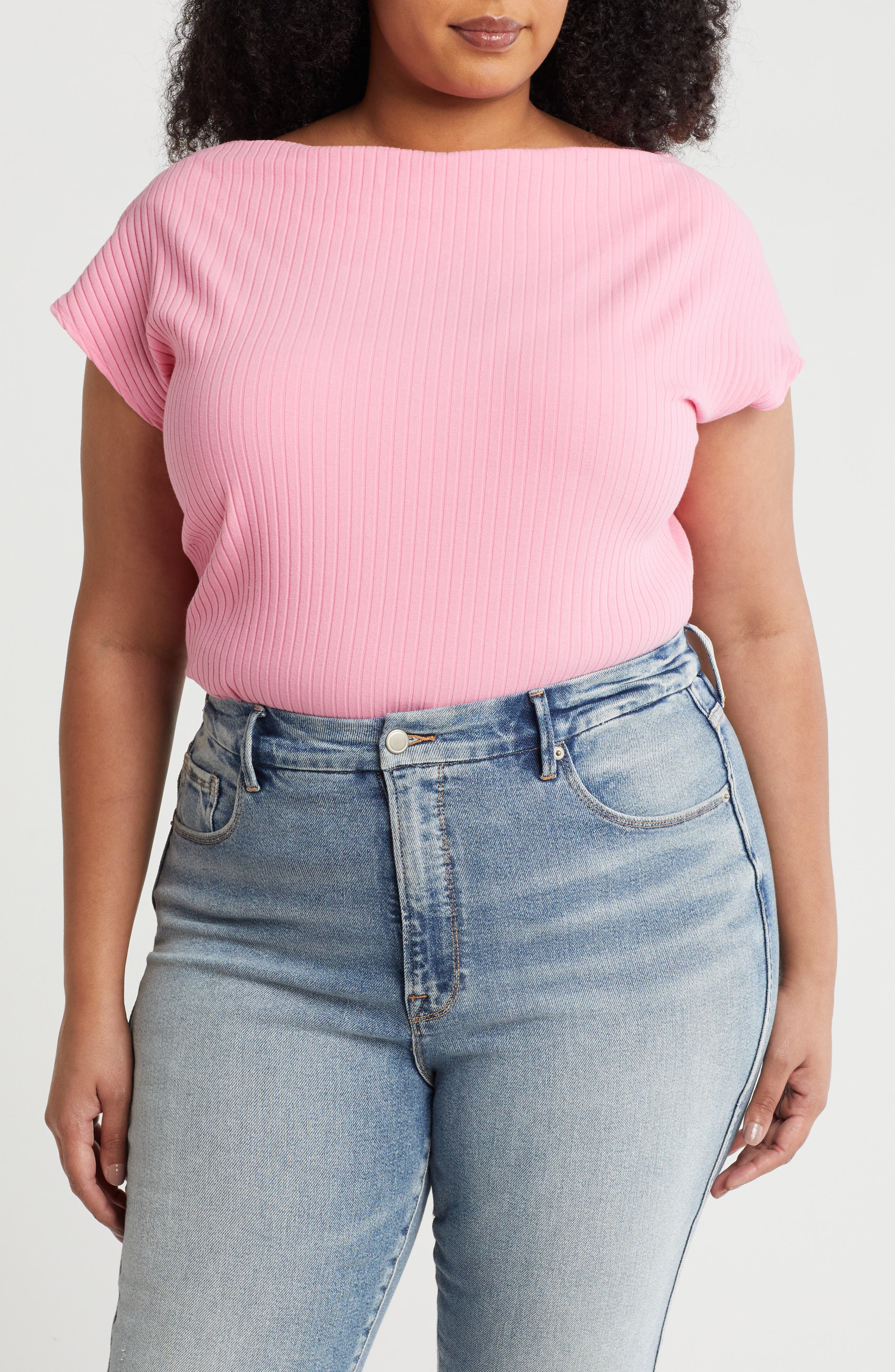 Renee C Ribbed Stretch Cotton Top