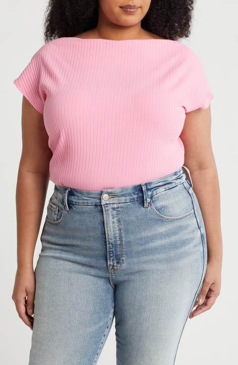 Ribbed Stretch Cotton Top (Plus)