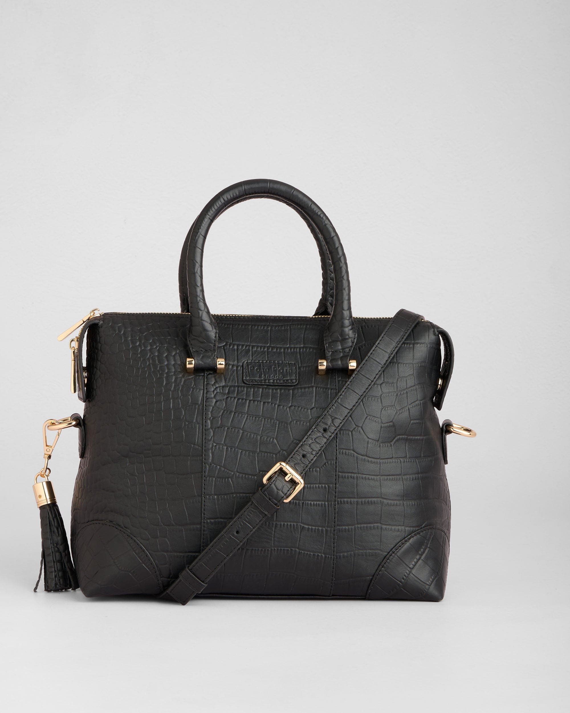 Pom Pom London Greenwich Bag, Alternate, color, Croc Black