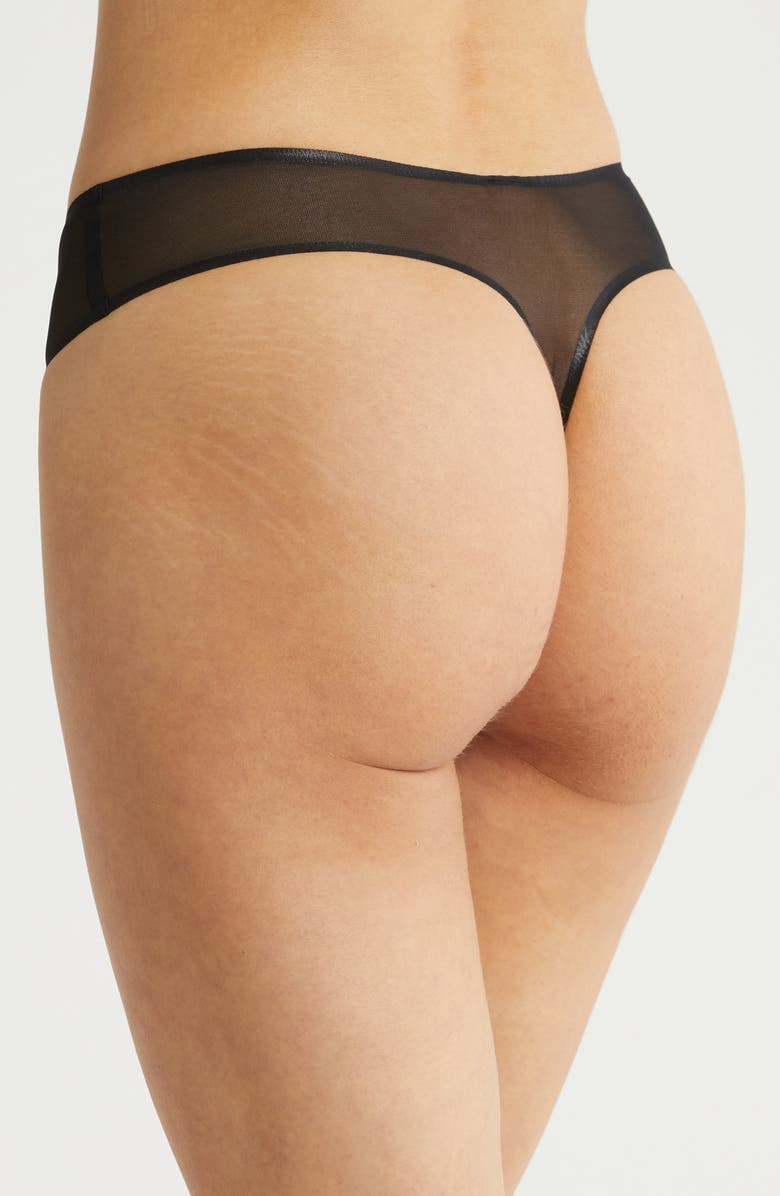 Commando Chic Mesh Thong, Alternate, color, Black