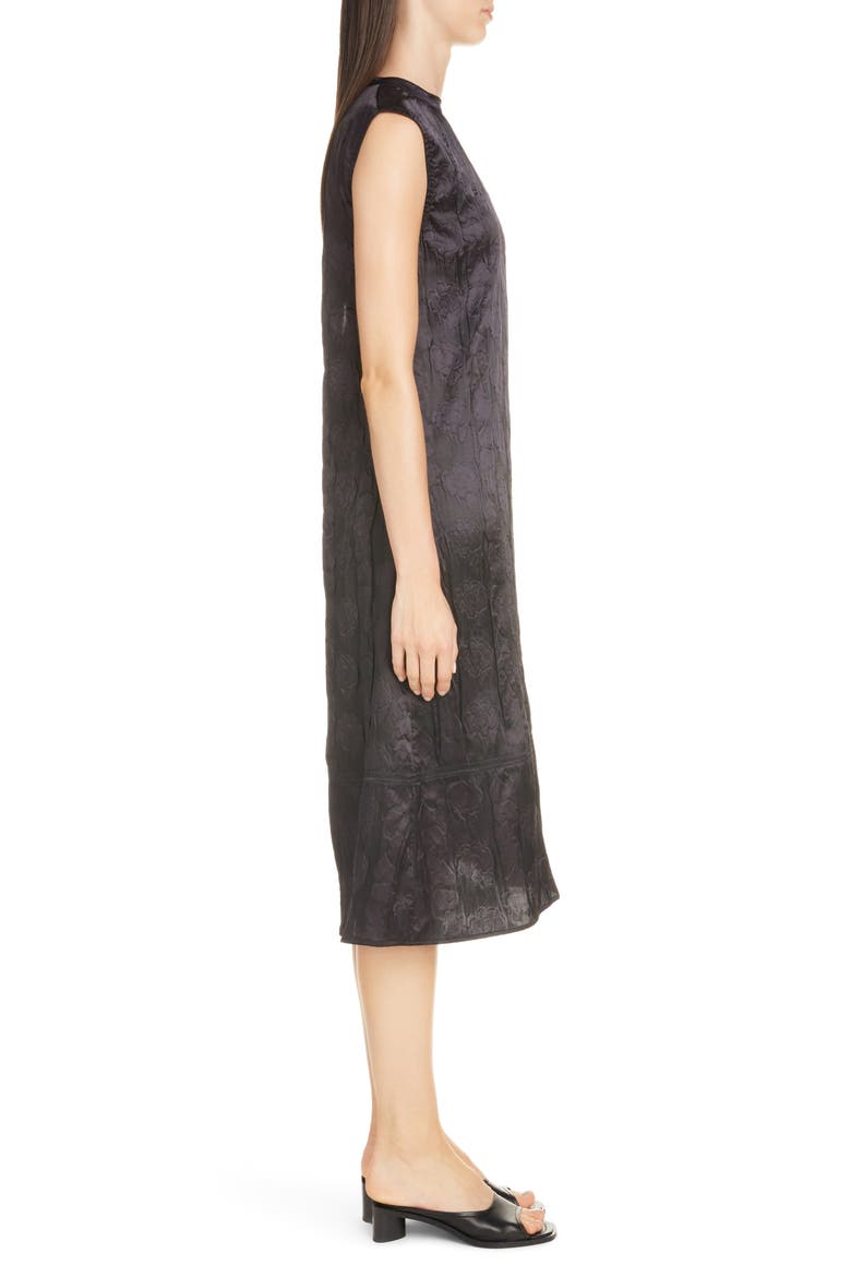 Darienne Shiny Embossed Midi Dress, Alternate, color, BLACK