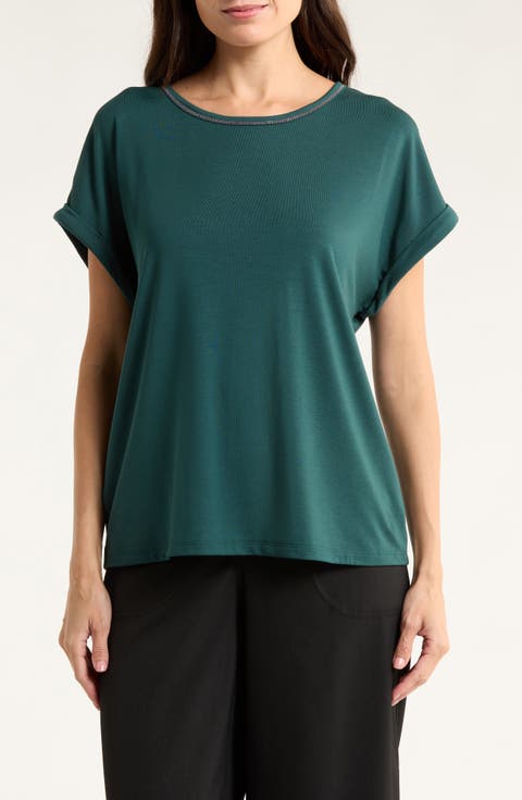 Kauai Caviar Beaded Collar T-Shirt