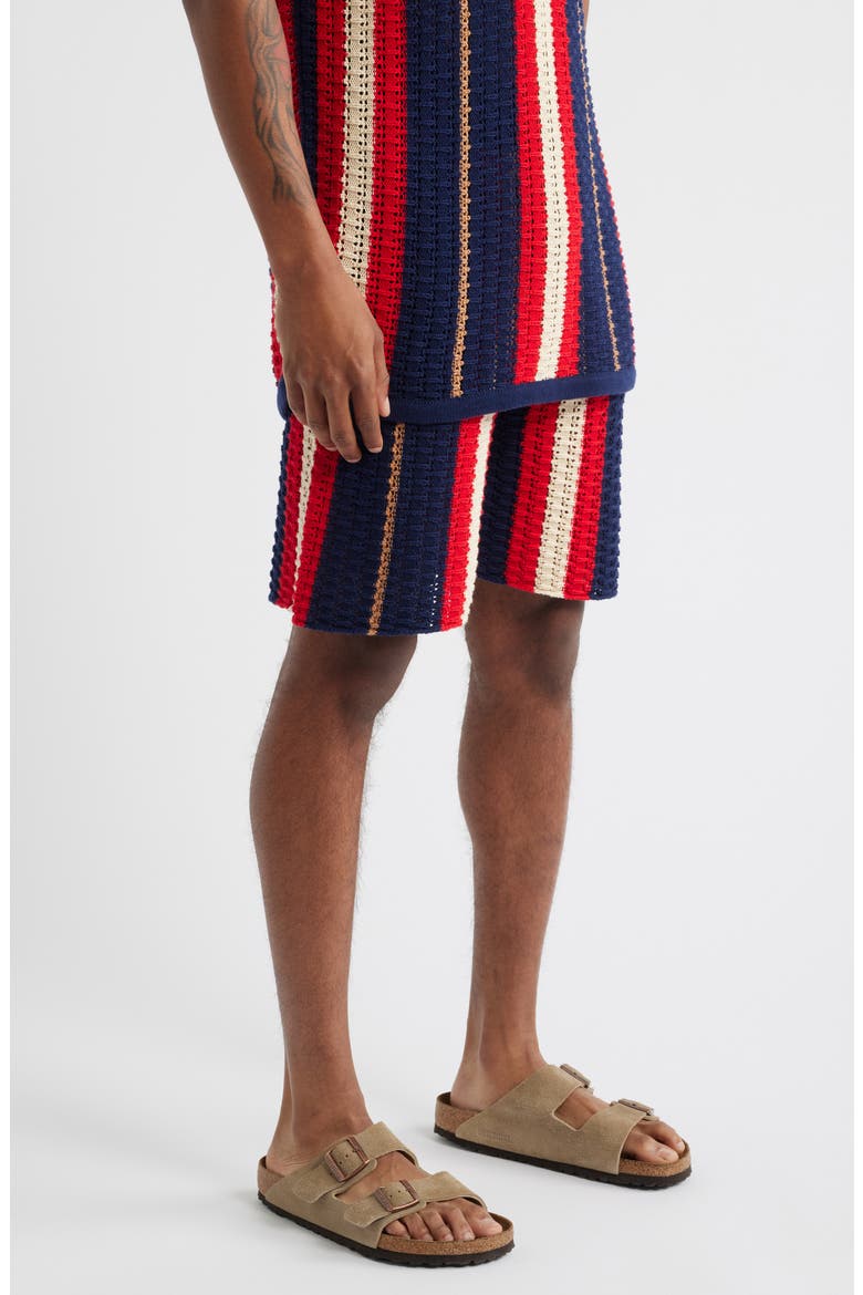 Crab Stripe Knit Shorts, Alternate, color, BLUE/ RED