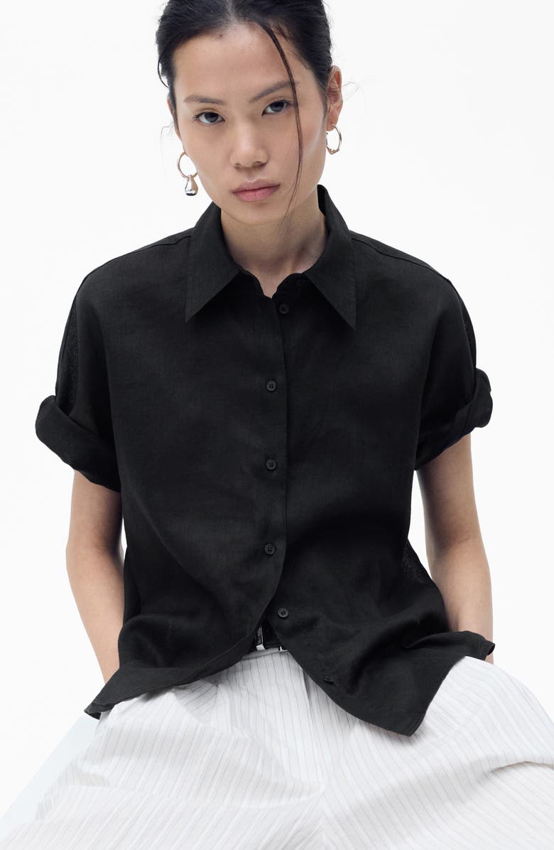 MANGO Pai Linen & Cotton Button-Up Shirt, Alternate, color,