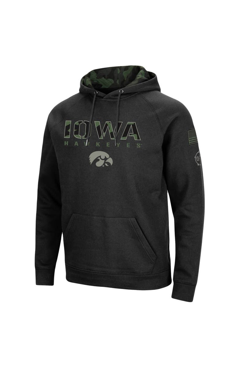 COLOSSEUM Men's Colosseum Black Iowa Hawkeyes OHT Military Appreciation Camo Pullover Hoodie, Alternate, color, 