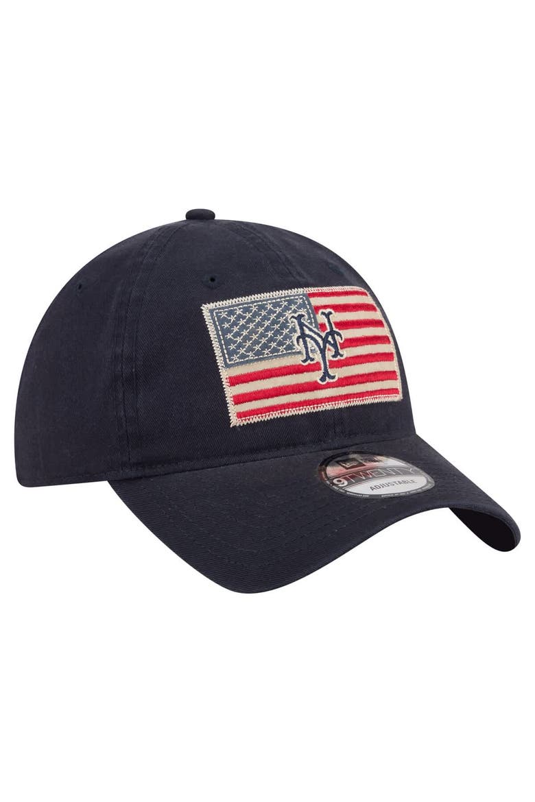 Men's New Era Navy New York Mets Americana Flag 9TWENTY Adjustable Hat, Alternate, color, Navy