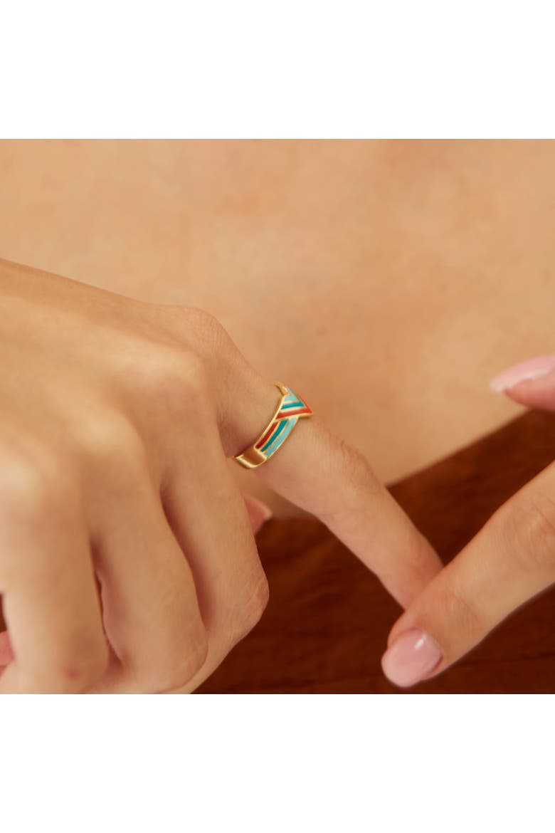 Enamel Four Color Sterling Silver Arrow Band Ring, Alternate, color, Gold