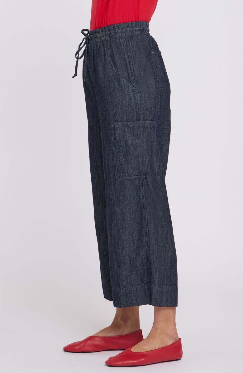 NYDJ Whitney Crop Wide Leg Drawstring Cargo Pants, Alternate, color, Dark Indigo
