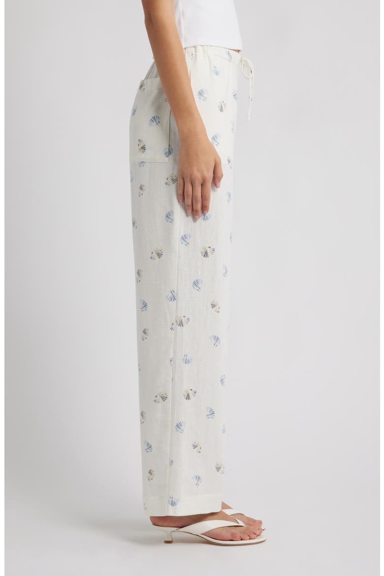 Blake Shell Print Linen Blend Drawstring Pants, Alternate, color, IVORY SEASHELL