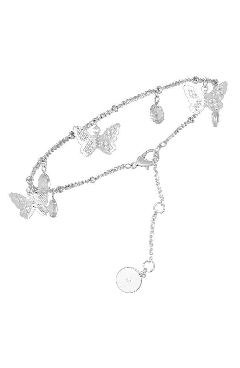 Vince Camuto Crystal & Butterfly Charm Anklet, Main, color, 