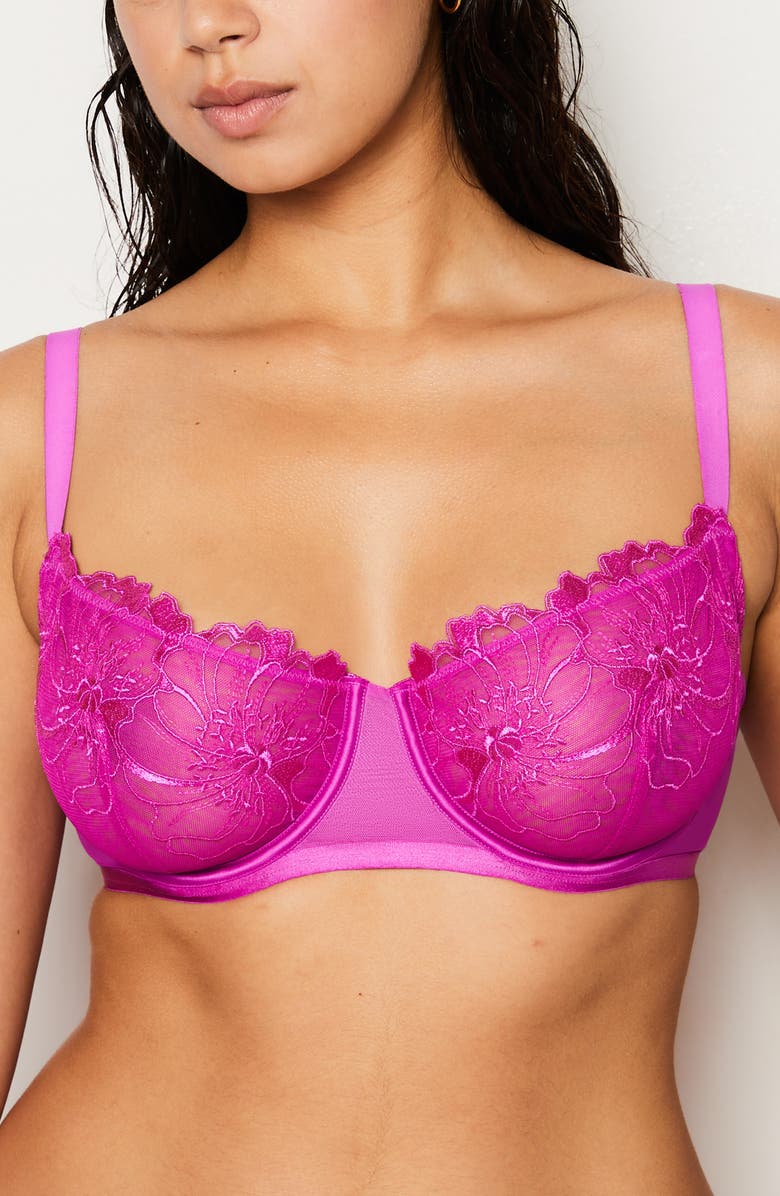 Etam Amaryllis Embroidered Underwire Demi Bra, Main, color, Petunia