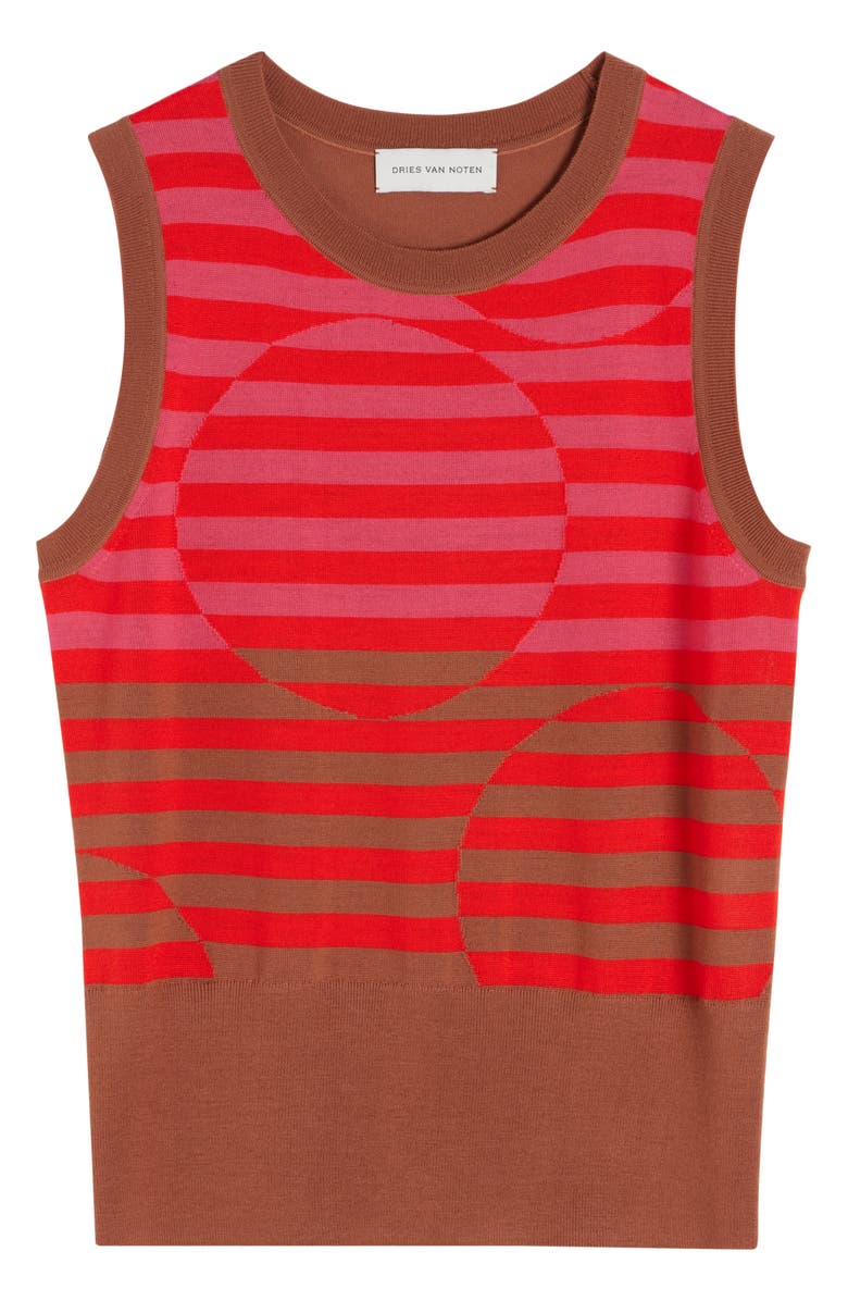 Dries Van Noten Stripe Intarsia Sleeveless Merino Wool Sweater, Alternate, color, Light Rust
