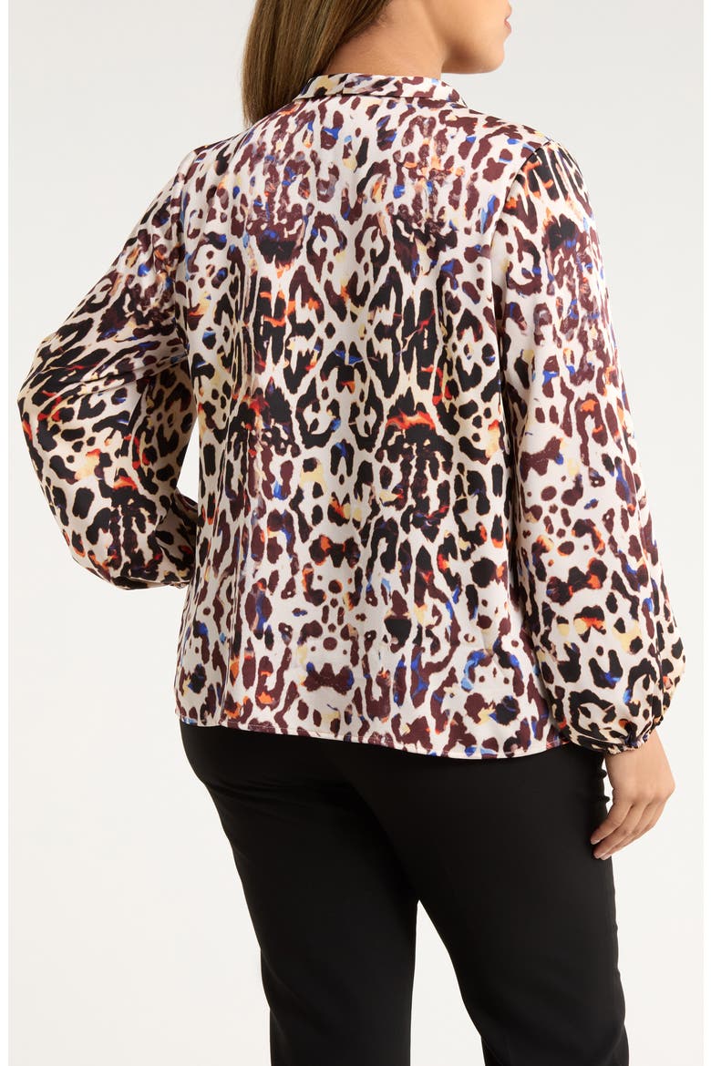 Leopard Print Bow Neck Satin Top, Alternate, color, SAND ROYAL LEOPARD