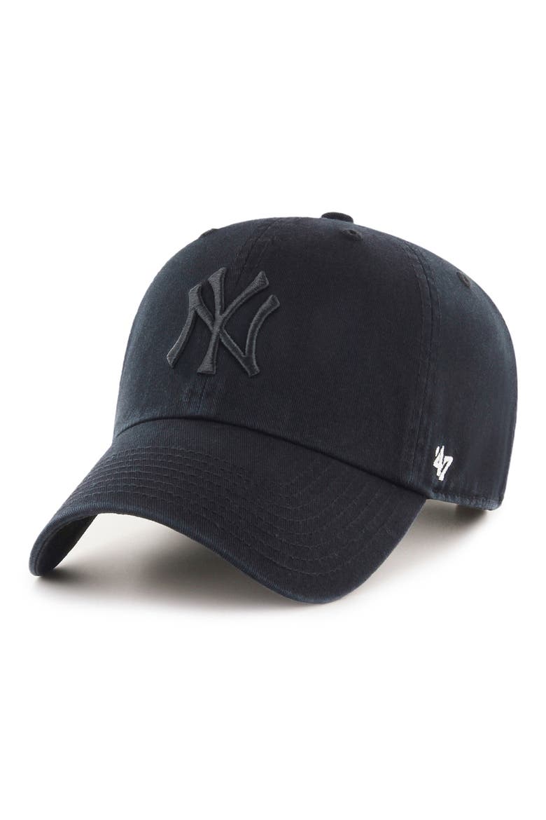 Clean Up NY Yankees Baseball Cap, Main, color, BLACK/BLACK