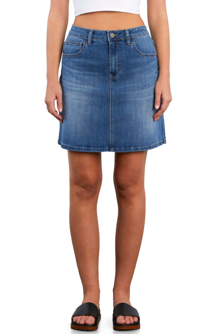 A-Line Denim Skirt, Main, color, VINTAGE BLUE