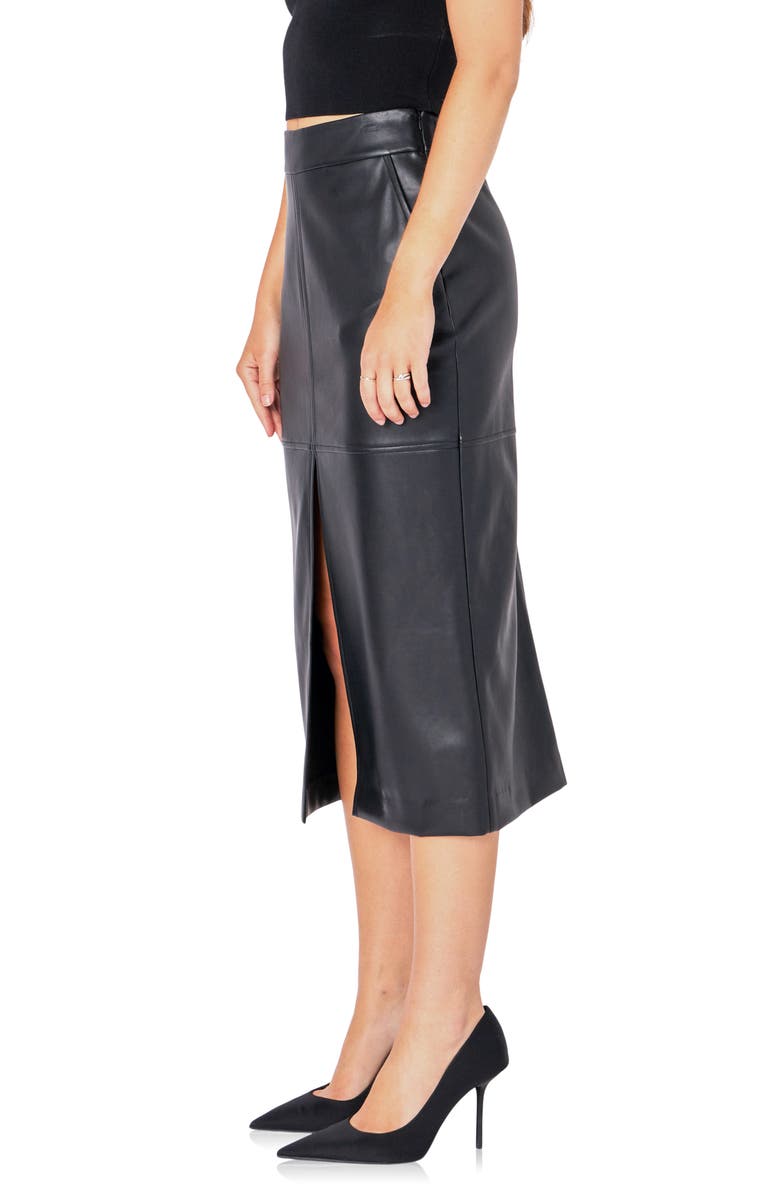 Endless Rose Faux Leather Midi Skirt, Alternate, color, Black