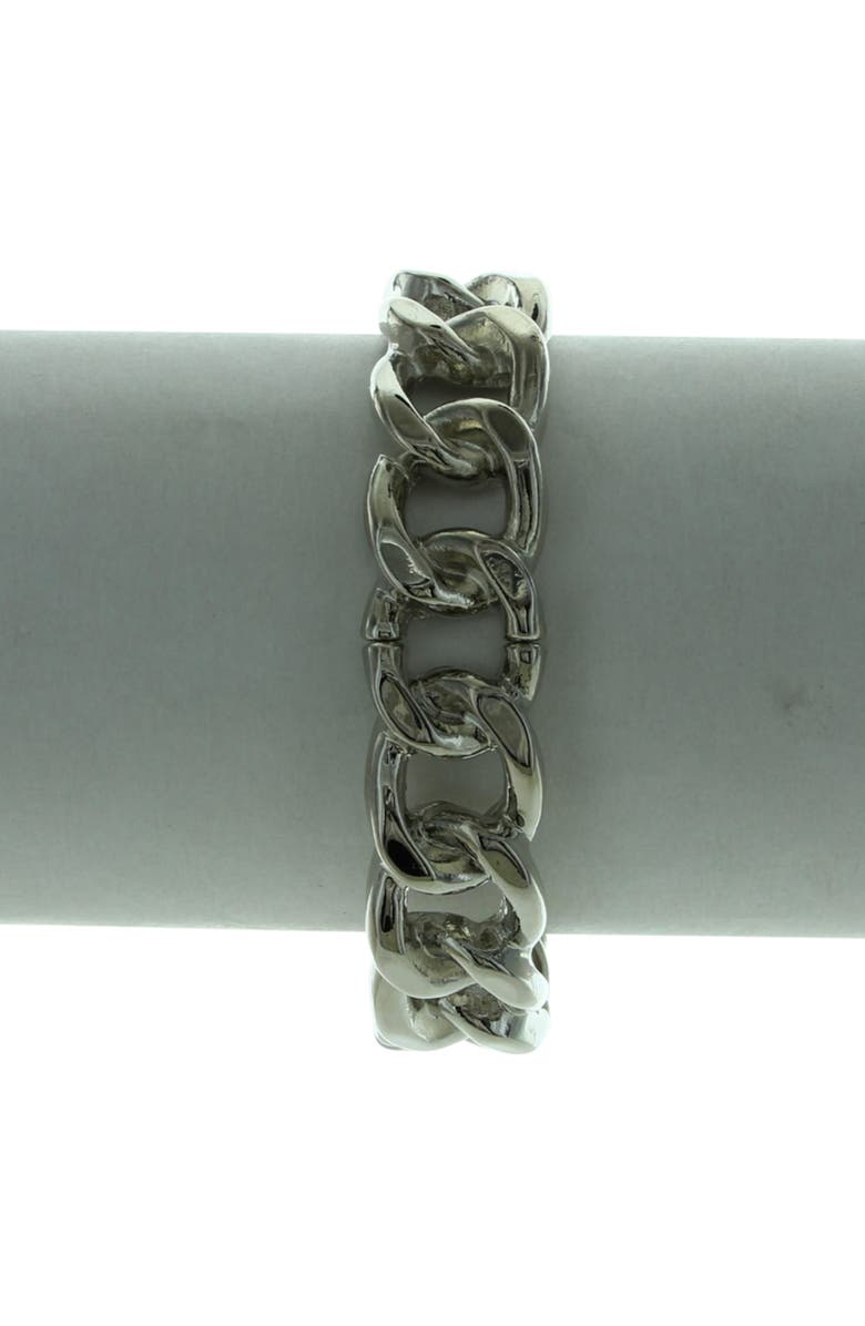 OLIVIA WELLES Vera Curb Chain Link Stretch Bracelet, Alternate, color, Silver