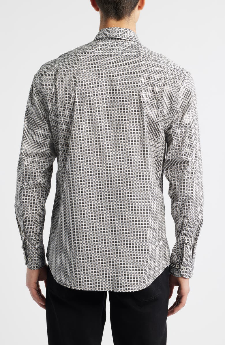 James Campbell Robo Trim Fit Dot Print Stretch Cotton Button-Up Shirt, Alternate, color, Black