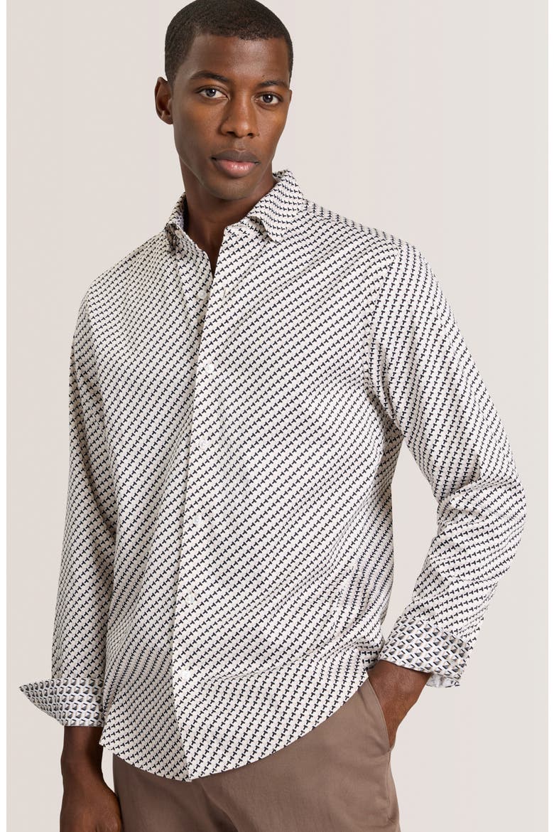 Soren Ted Print Stretch Cotton Dress Shirt, Alternate, color, OXFORD TAN