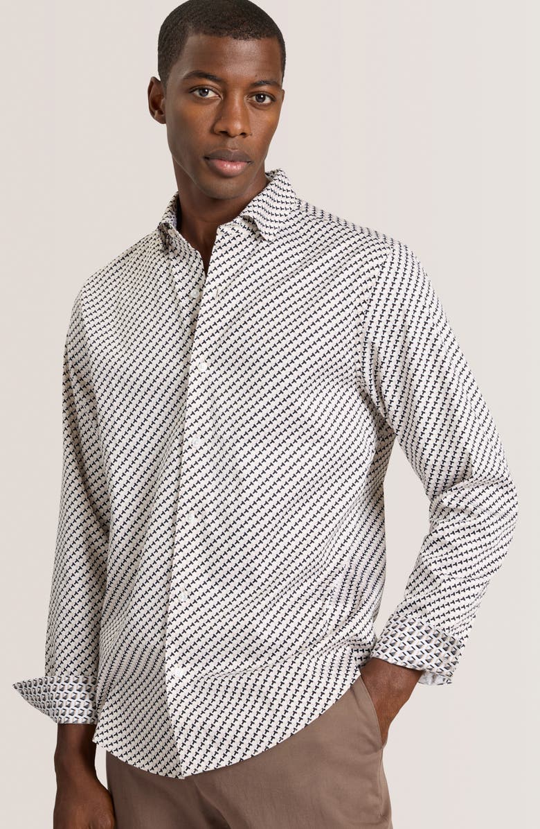 Ted Baker Soren Ted Print Stretch Cotton Dress Shirt, Alternate, color, Oxford Tan