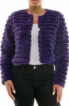 Nina Leonard Faux Fur Long Sleeve Bolero