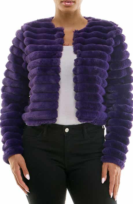 Nina Leonard Faux Fur Long Sleeve Bolero