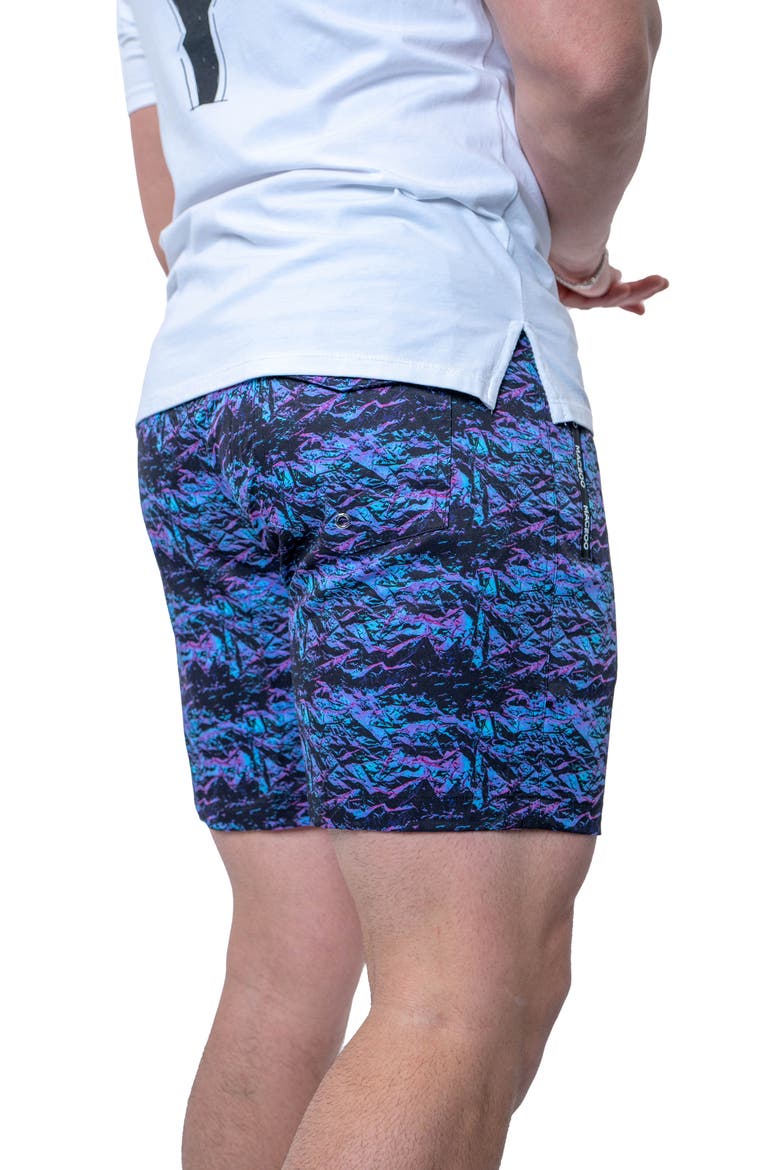 Swim Lion Purple Texture Swim Trunks, Alternate, color, BLACK