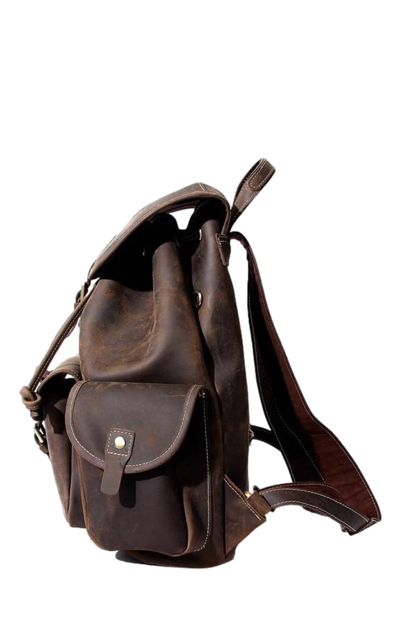 STEEL HORSE LEATHER The Asmund Backpack | Genuine Leather Rucksack, Alternate, color, Brown