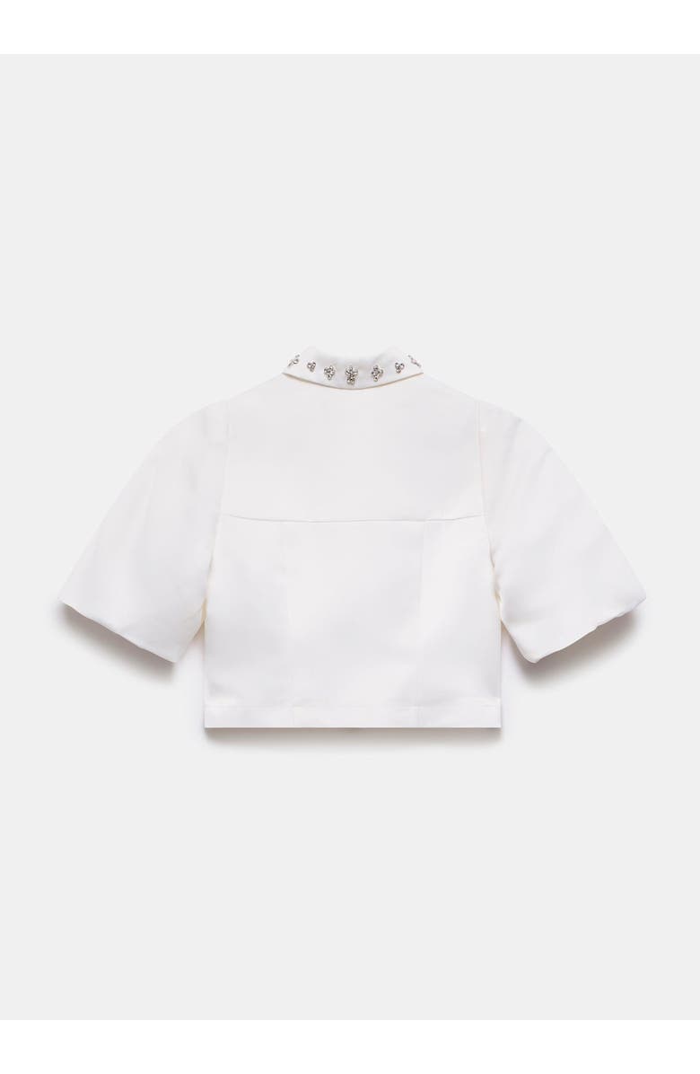 MINT VELVET Embellished Collar Cropped Shirt, Alternate, color, Ivory