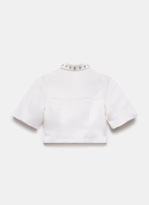 Mint Velvet Embellished Collar Cropped Shirt In White