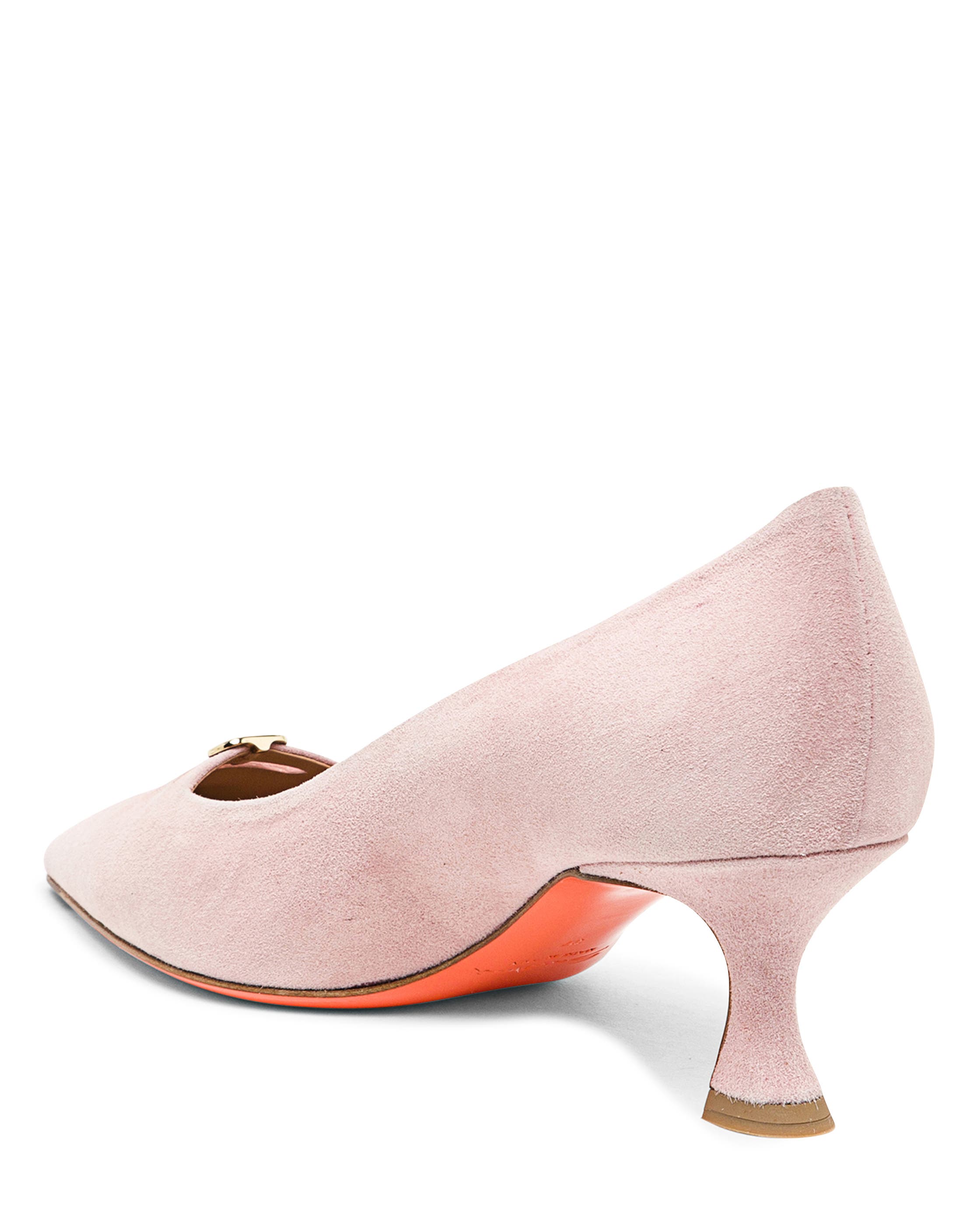 Santoni Women's Suede Mid-Heel Pump, Alternate, color, Pink