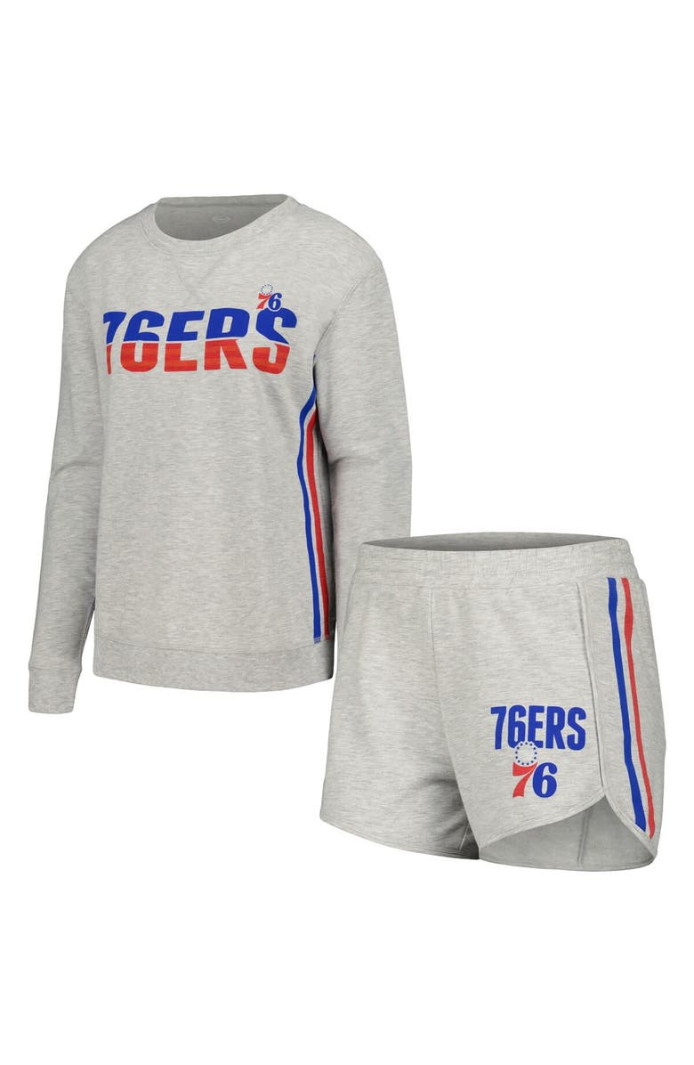 CONCEPTS SPORT Women's Concepts Sport Gray Philadelphia 76ers Cedar Long Sleeve T-Shirt & Shorts Sleep Set, Main, color, Gray