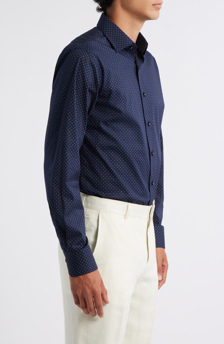 Lorenzo Uomo Trim Fit Neat Stretch Cotton Dress Shirt, Alternate, color, Navy