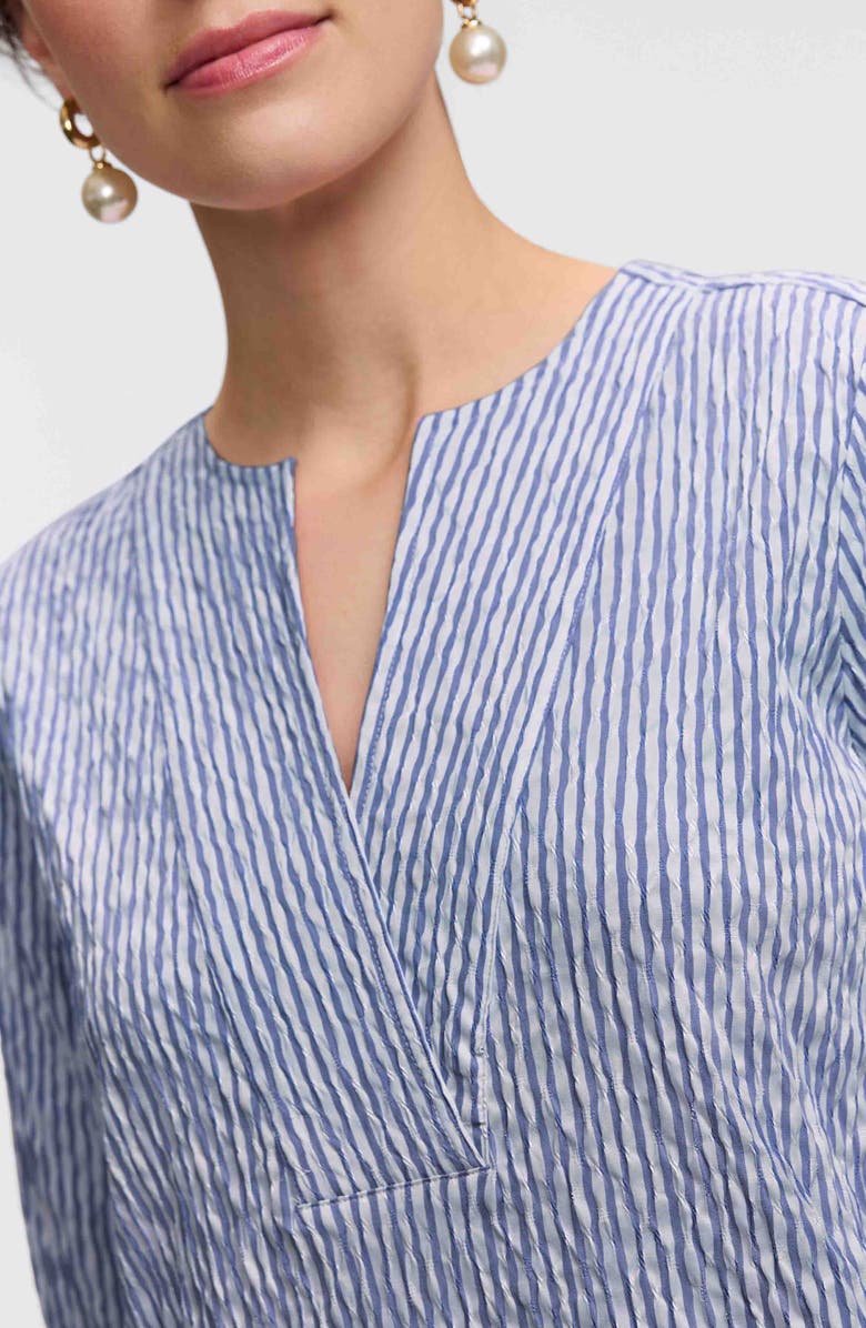 Foxcroft Alicia Crinkle Jacquard Dress, Alternate, color, Blue/ White