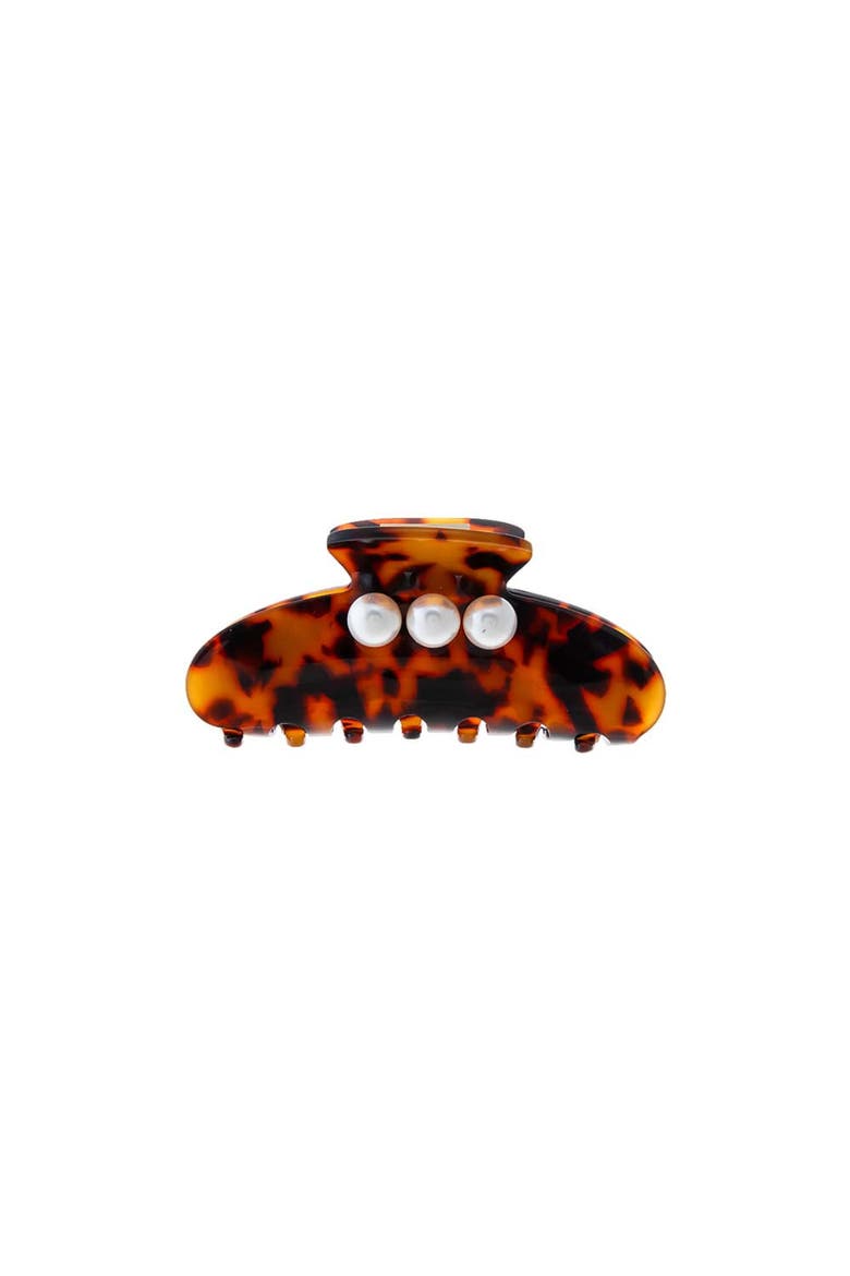 Triple Pearl Tortoise Claw Clip, Main, color, Tortoise