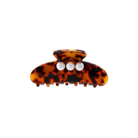 Triple Pearl Tortoise Claw Clip