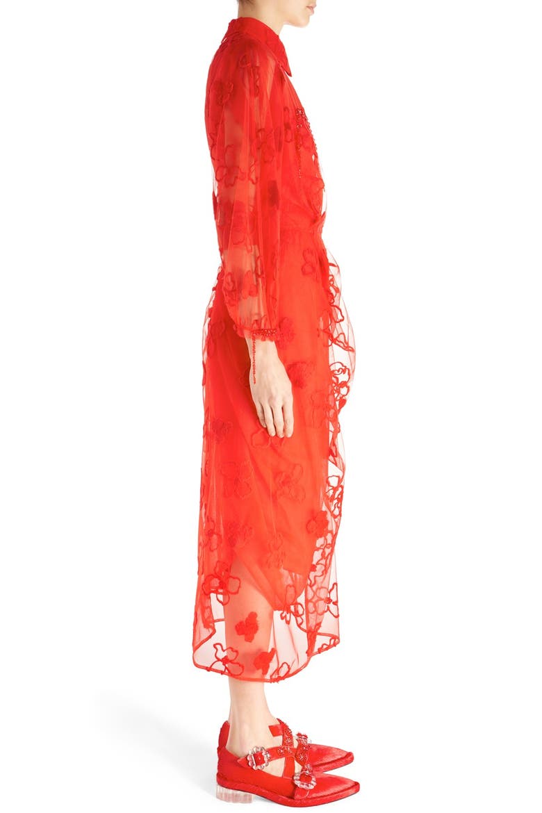'Spooky' Floral Embroidered Dress, Alternate, color, RED