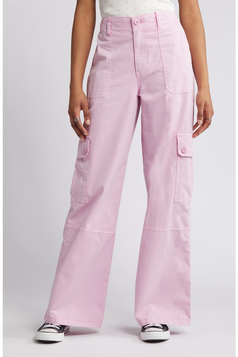 Twill Wide Leg Cargo Pants, Main, color, PURPLE PASTEL