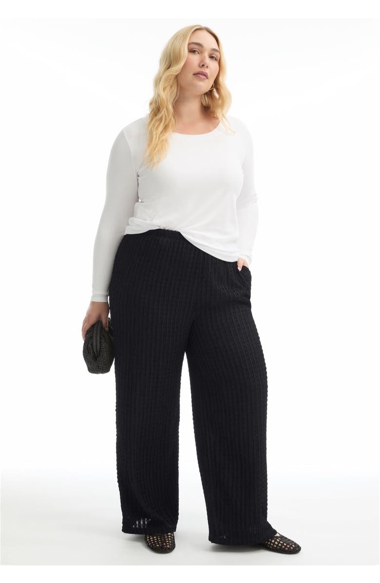 June + Vie Knitted Pull-On Pants, Alternate, color, Black Onyx