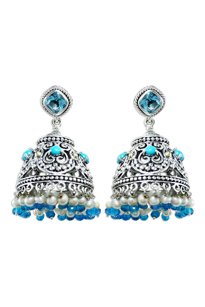 Sterling Silver Chandelier Earrings, Main, color, BLUE